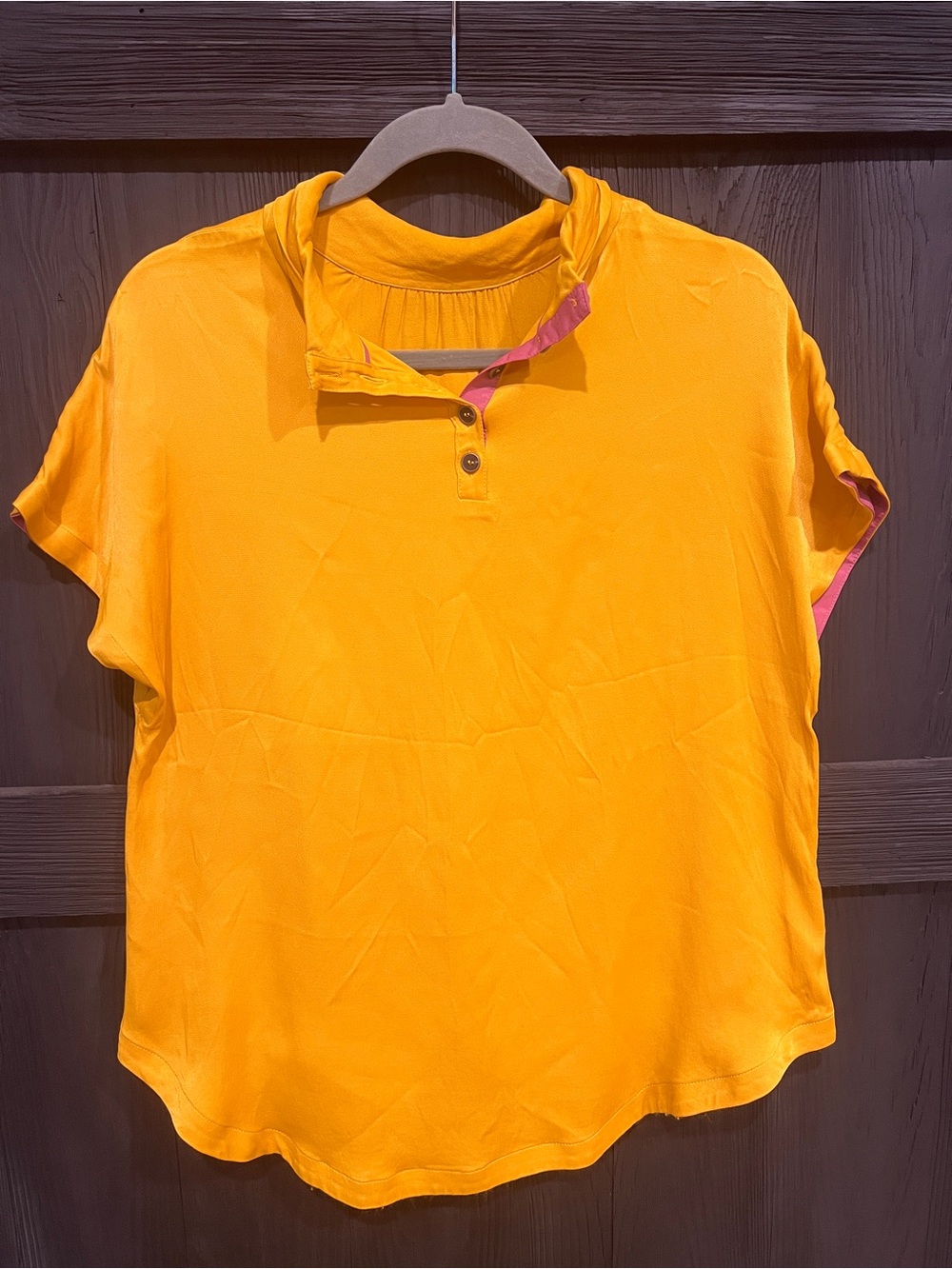Maeve by Anthropologie Gold 100% Silk Blouse, L